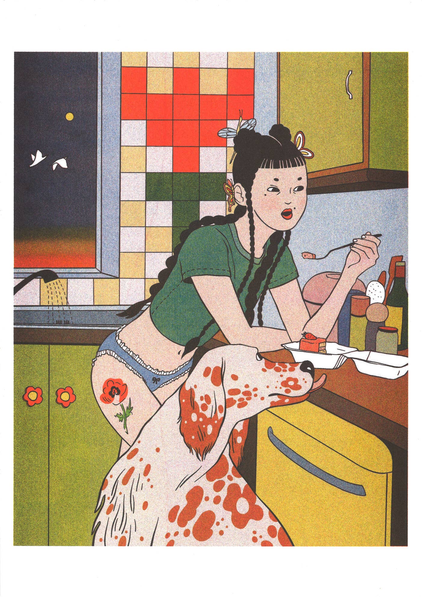 Midnight Snacks Risograph Art Print
