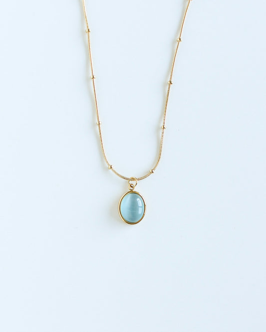 Aqua Cabochon Necklace