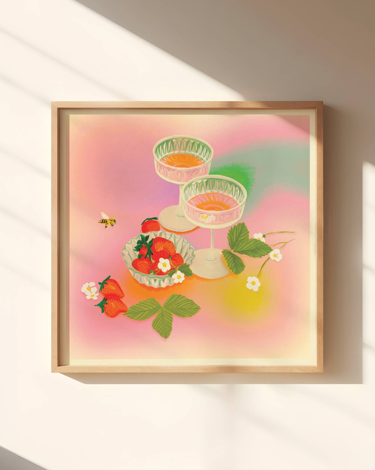 Strawberry Rainbow Cocktail Art Print