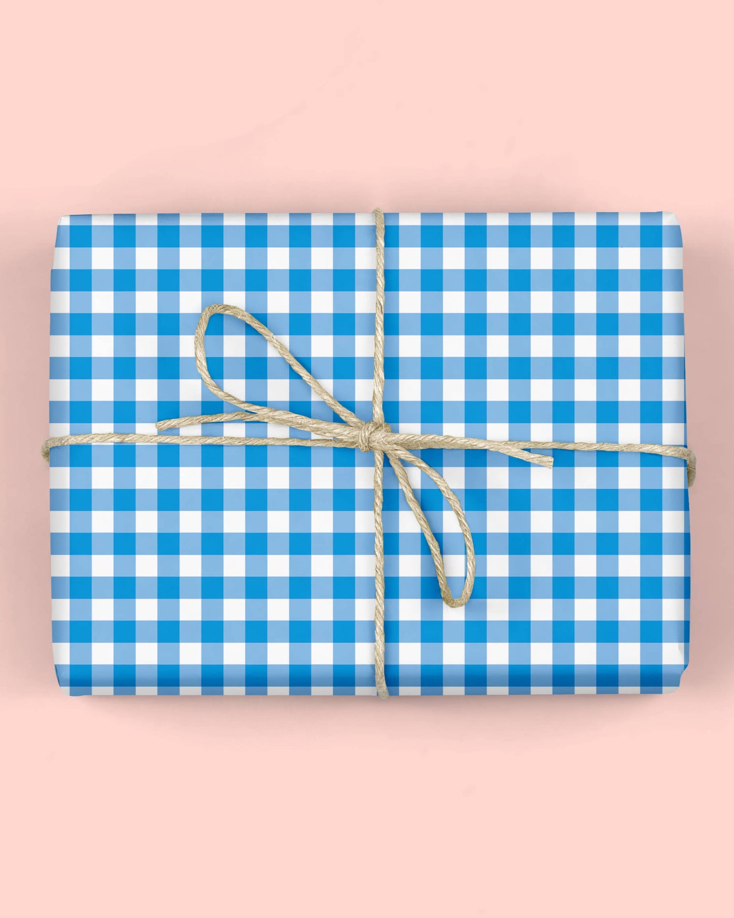 Blue Gingham Check Gift Wrap Roll
