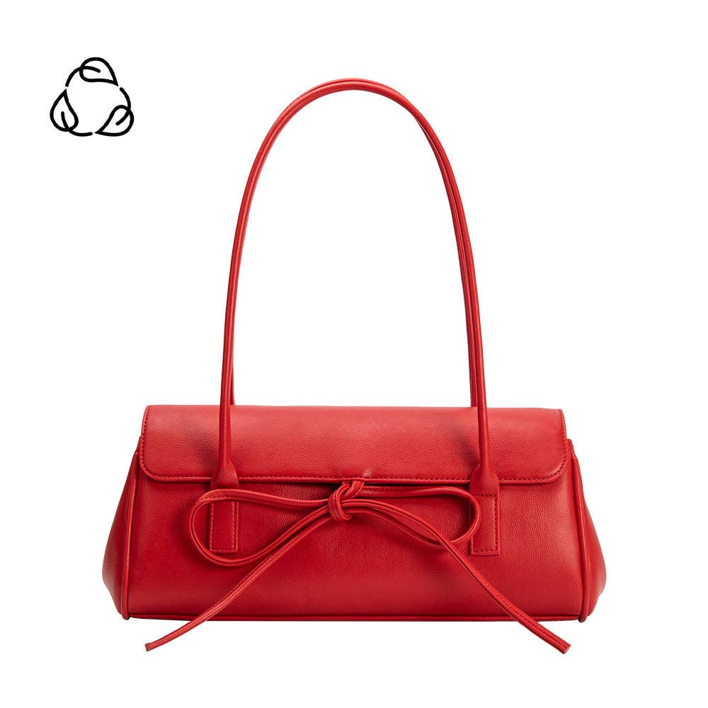 Red handbag with a bow on a white background, Bowie Shoulder Bag, Melie Bianco