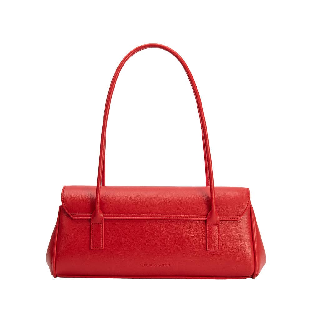 Red handbag on a white background, Bowie Shoulder Bag, Melie Bianco