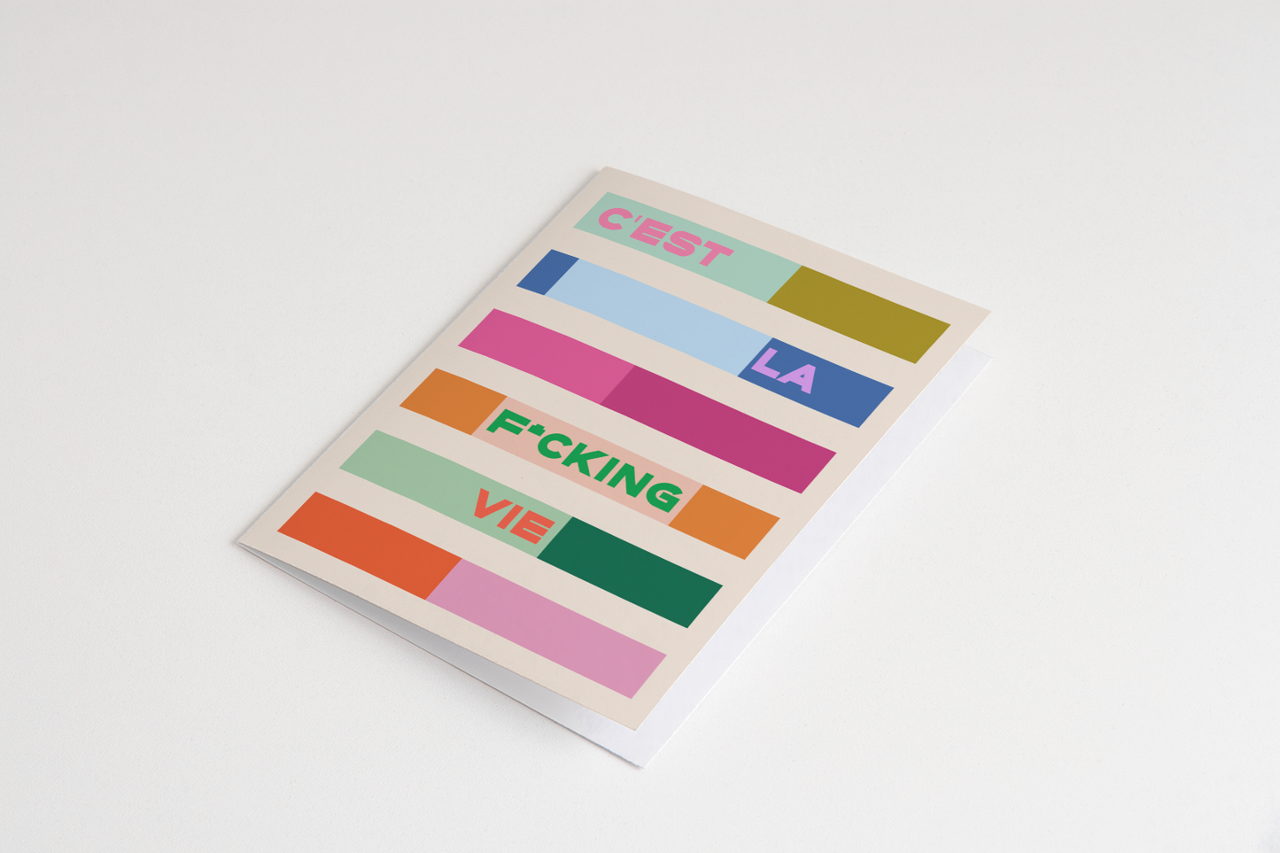 C'est La Vie Greeting Card colorblock colorful french