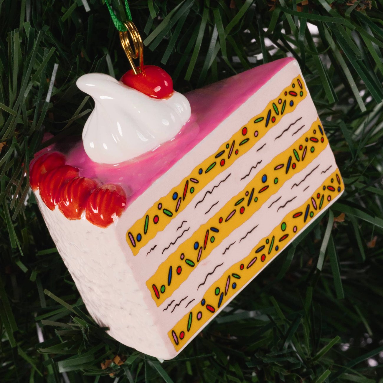Cake Slice Ceramic Ornament