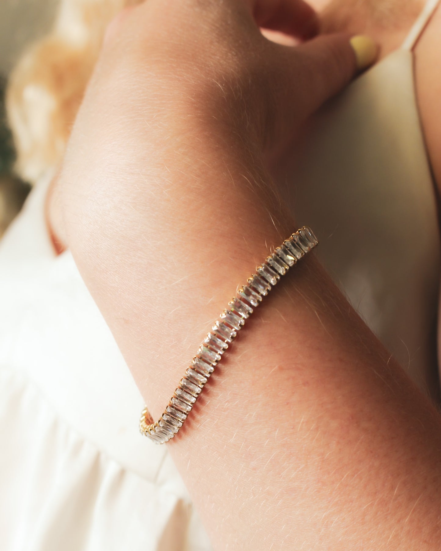 Elodie Baguette Cut Tennis Bracelet - or - bon femmes