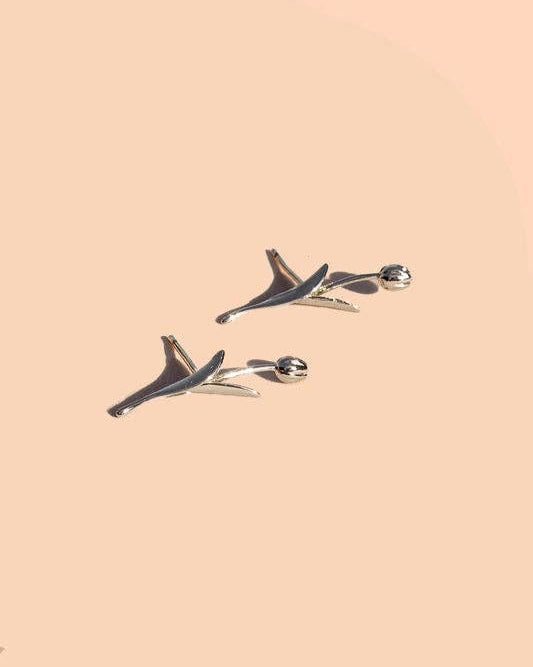 Holland Tulip Stud Earrings in Silver 2