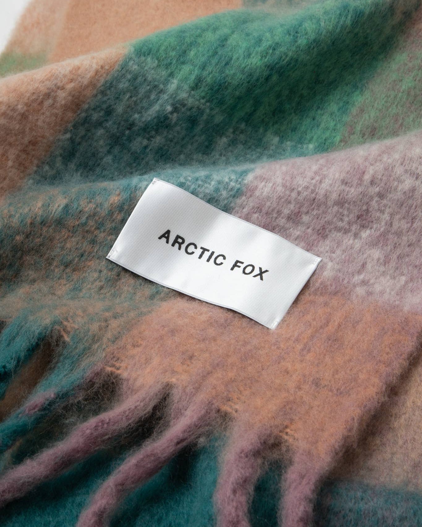 Scarf with a 'Arctic Fox' label, Lilac Check Recycled Bottle Reykjavik Scarf