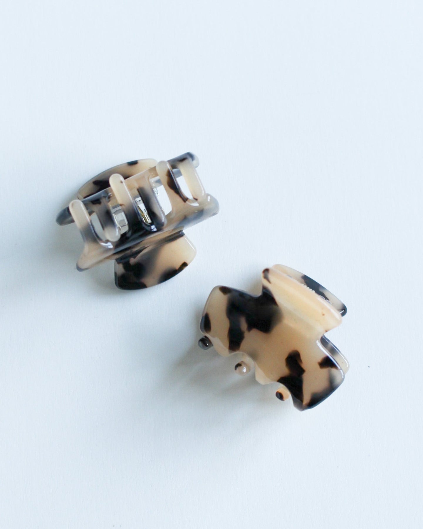 Mini Hair Claw Clip Tortoiseshell patterned hair clips on a white background