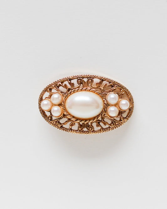 Paquette Ornate Pearl Brooch