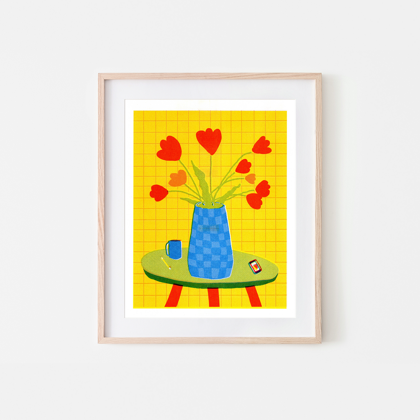Red Tulips Riso Art Print