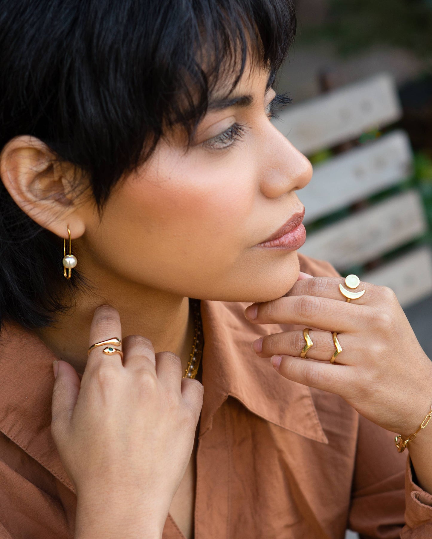 Roxy Pearl Safety Pin Earrings