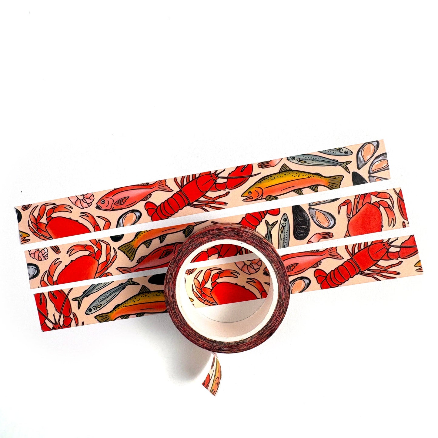 Decorative tape with fish pattern on a white background