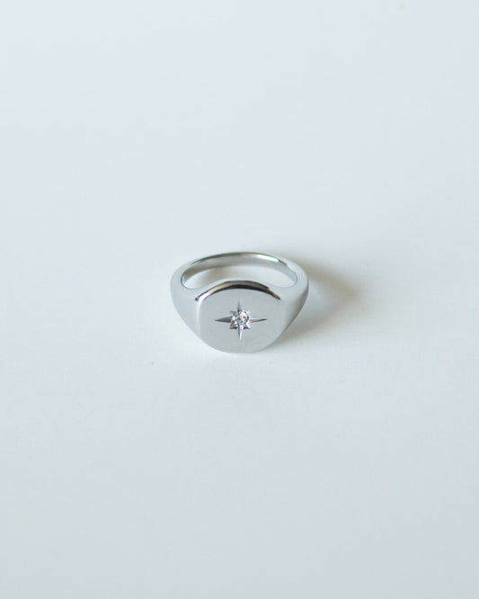 Silver Star Signet Ring
