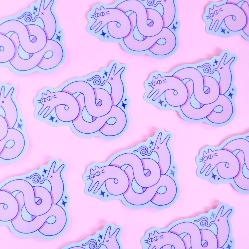Squiggle Kuni Cat Holo Sticker Radhia Rahman