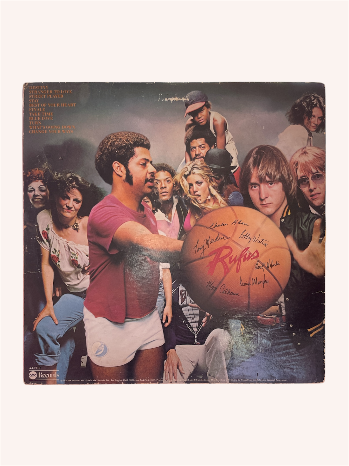 Vinyl record cover with a basketball and people around, Street Player Vinyl Record - Rufus & Chaka Khan