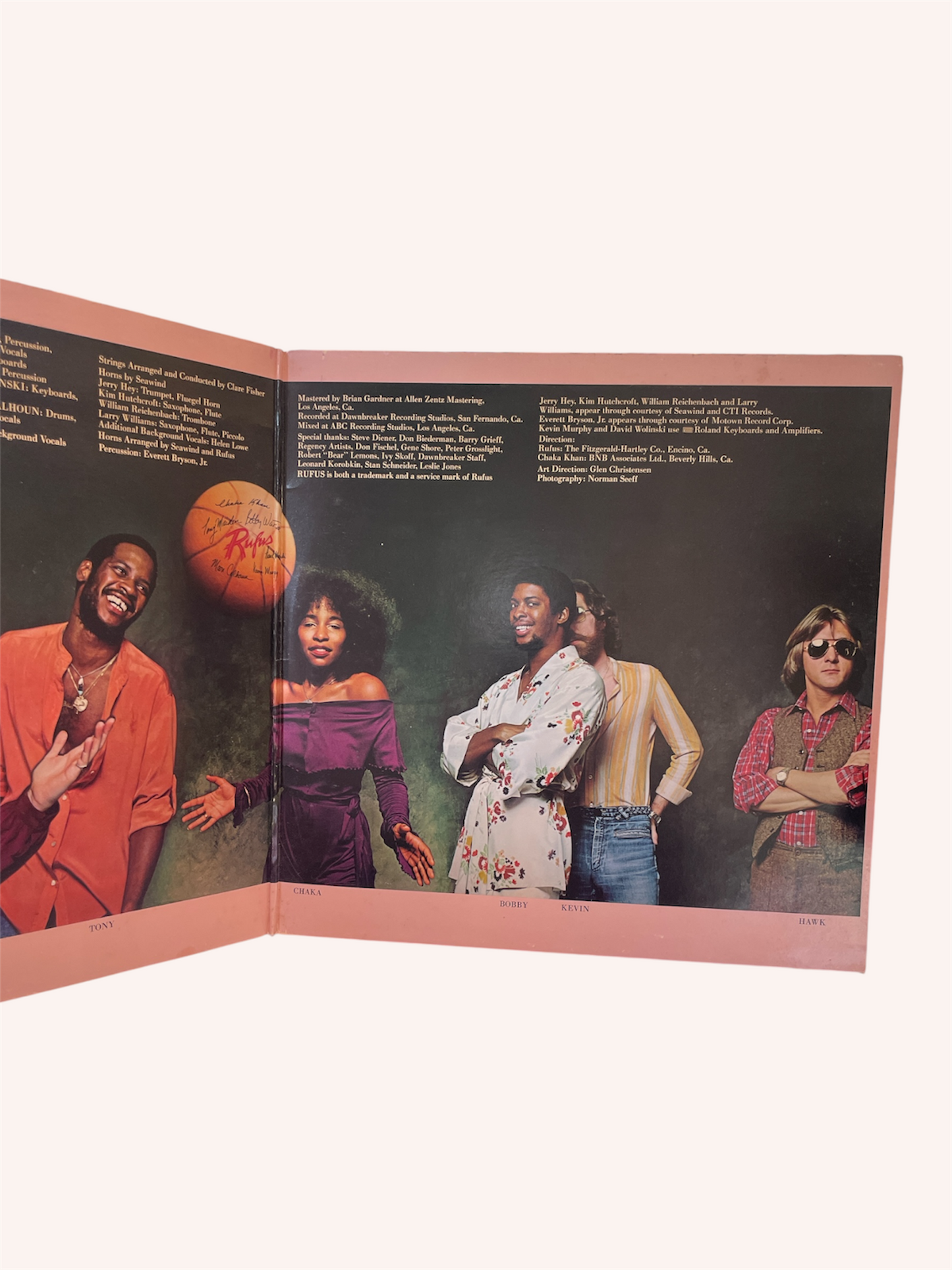Album cover with a group of people and a basketball on a white background, Street Player Vinyl Record - Rufus & Chaka Khan