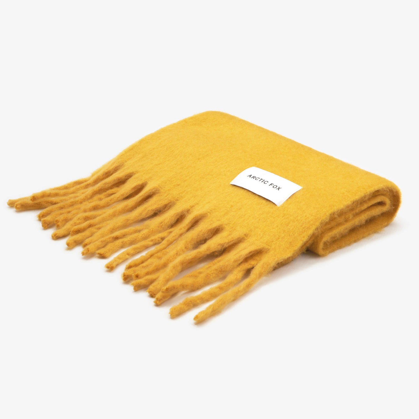 Yellow scarf with tassels on a white background, Yellow Recycled Bottle Stockholm Scarf
