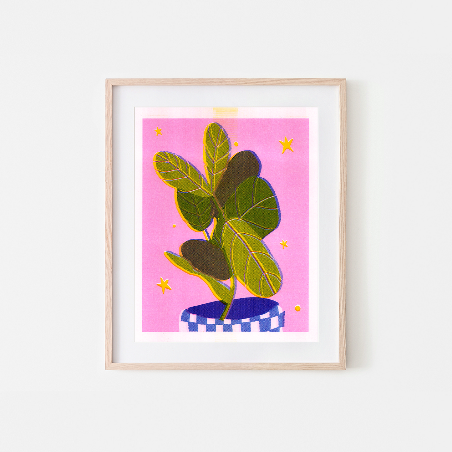 Pink Fiddle Leaf Riso Art Print