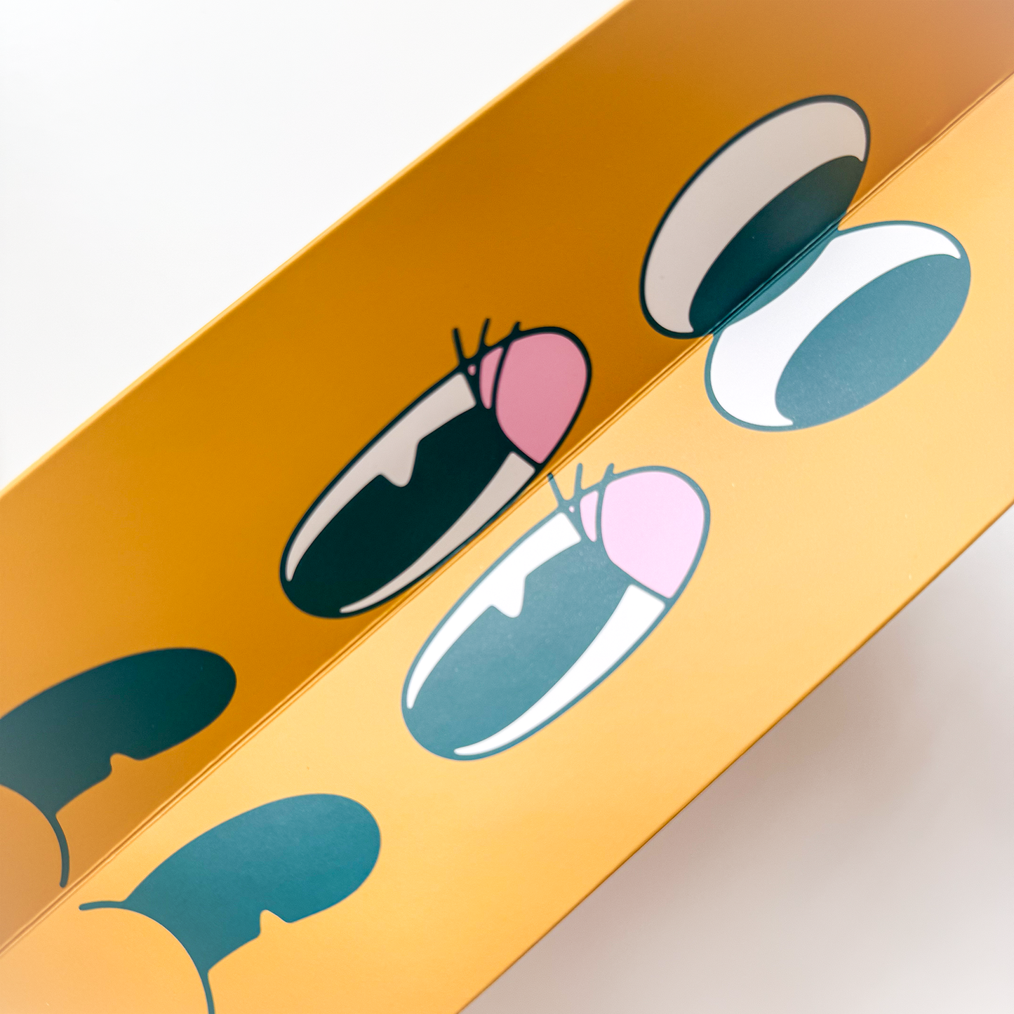 Colorful shoe design on a yellow background