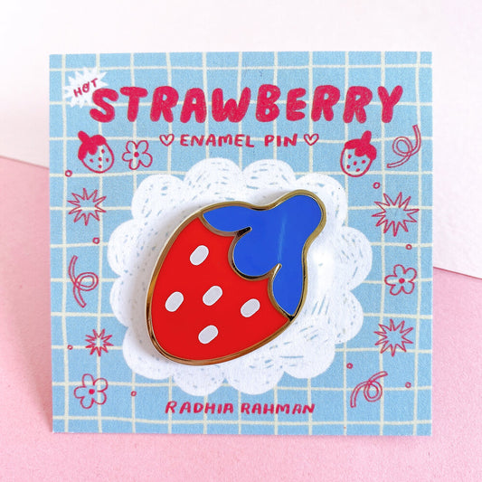 Hot Strawberry Enamel Pin Radhia Rahman