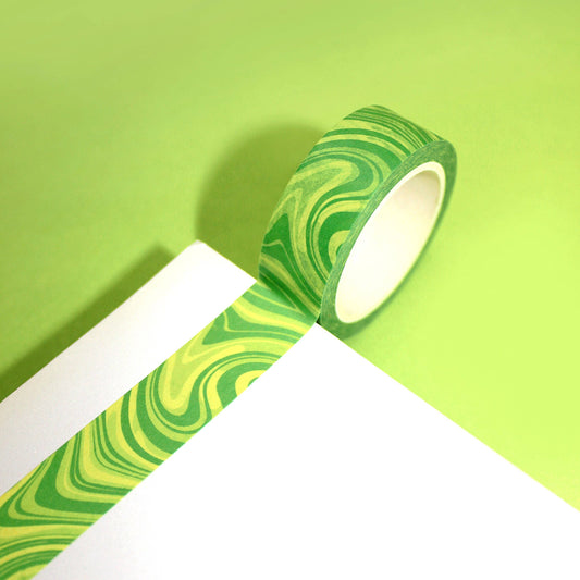 Matcha Latte Groovy Green Marble Washi Tape