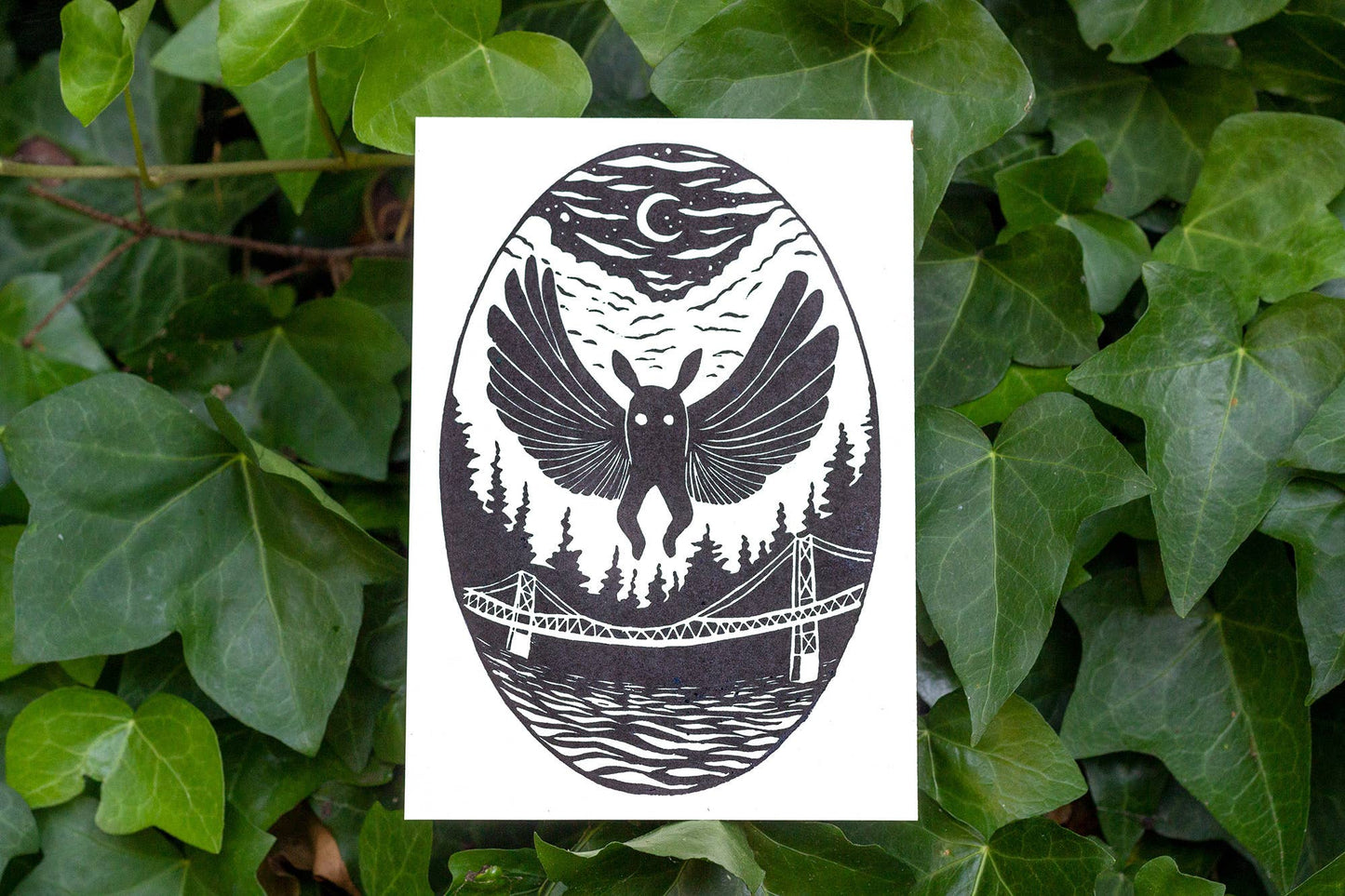 Mothman Linocut Art Print