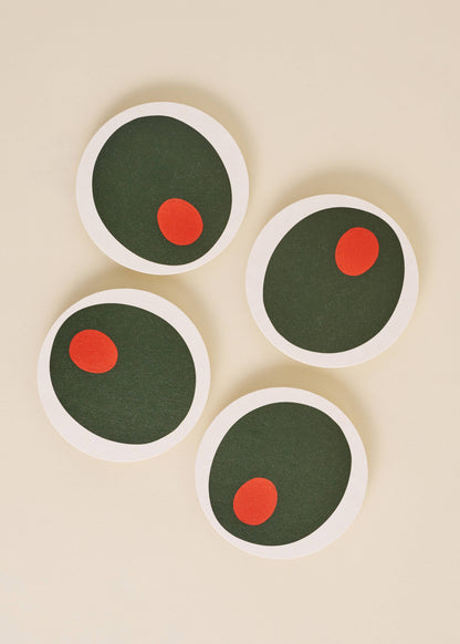 Pimento Olive Coaster Set