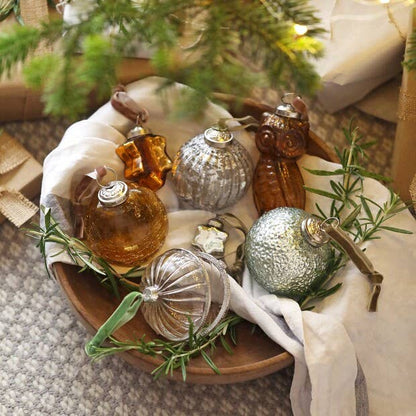 Glass Amber Owl Hanging Ornament