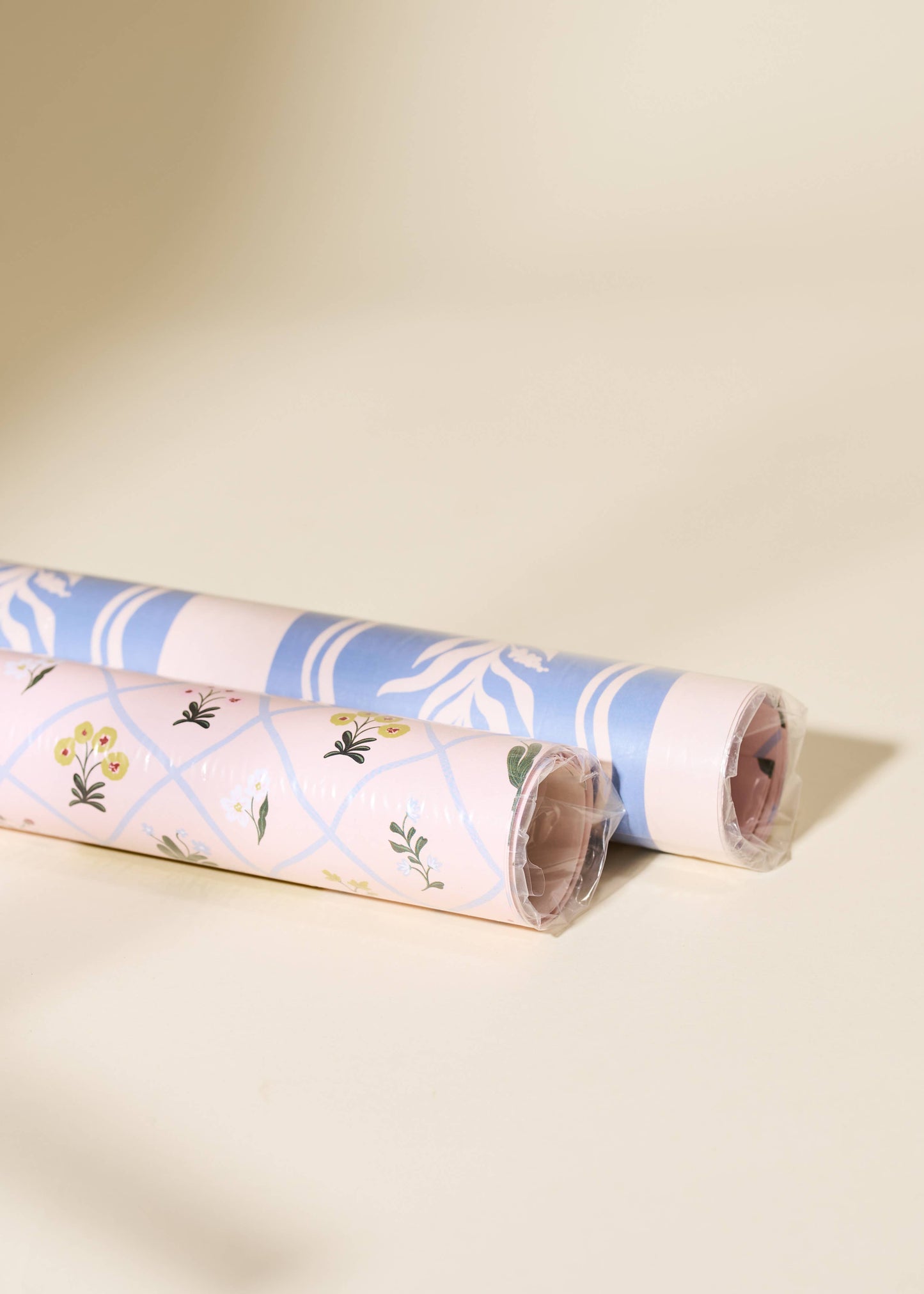 Floral Trellis and Blue Vine Stripe Double Sided Gift Wrap Set
