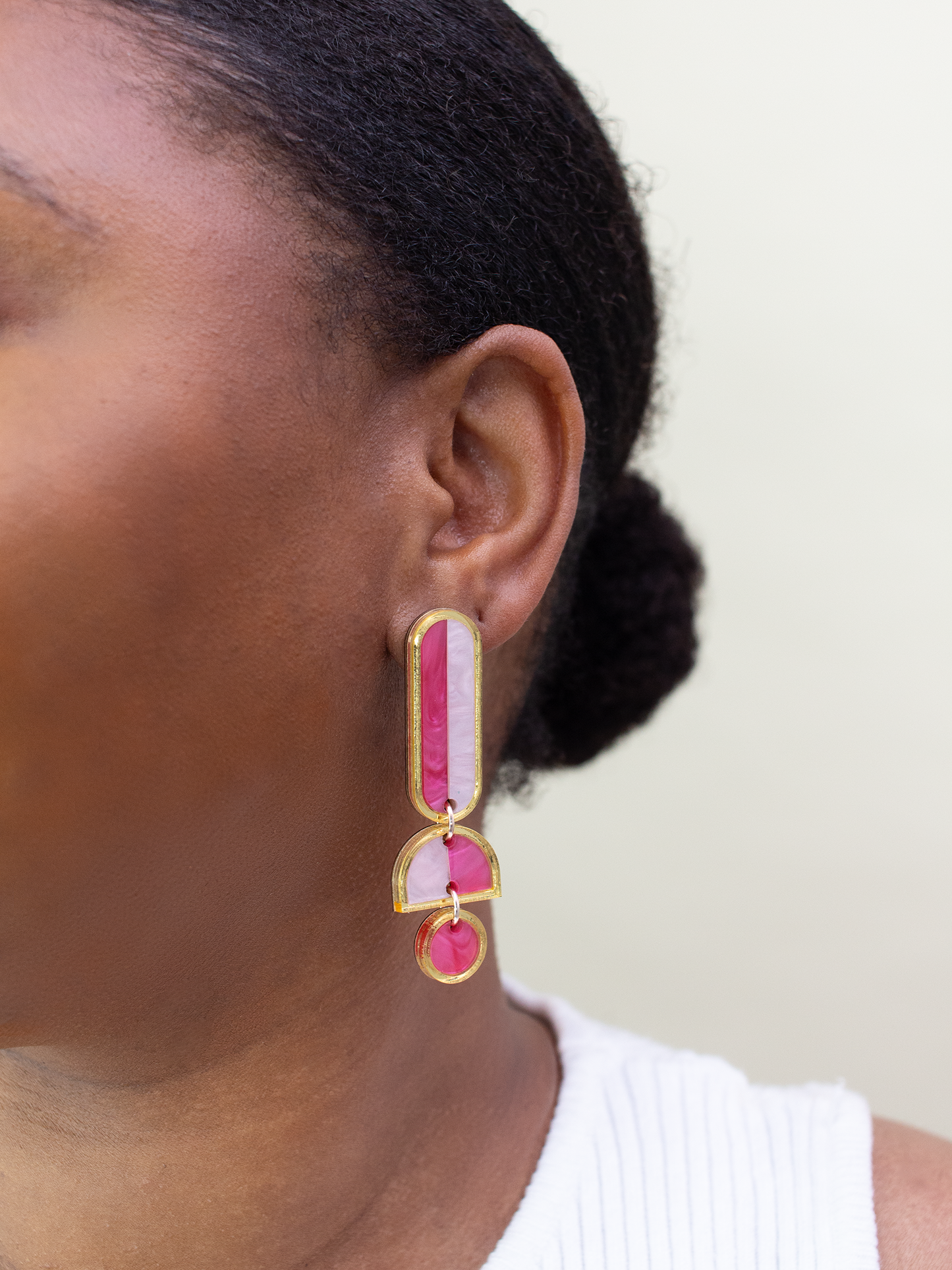 Lanie Pink and Gold Earrings