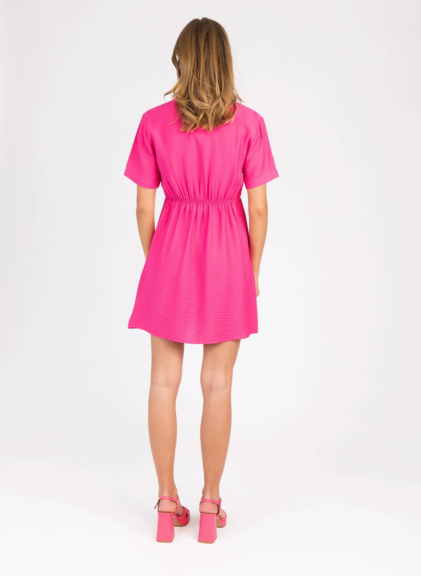 Mony Fuchsia Short Buttoned Dress