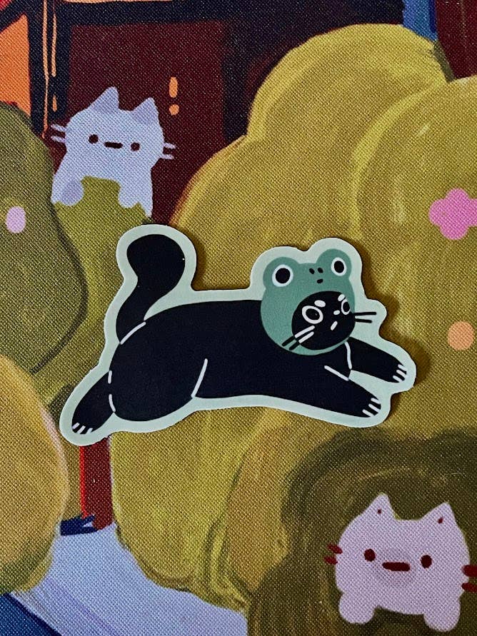 Frog Hat Cat Sticker