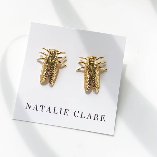 Gold Cicada Earrings