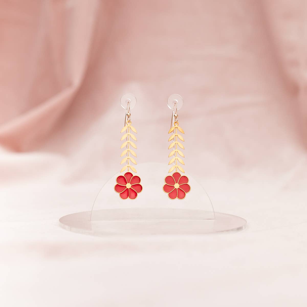 Translucent Leafy Flower Earrings