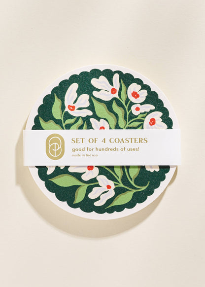 Floral Scalloped Coaster Set