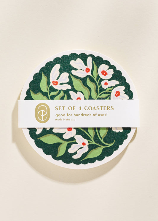 Floral Scalloped Coaster Set