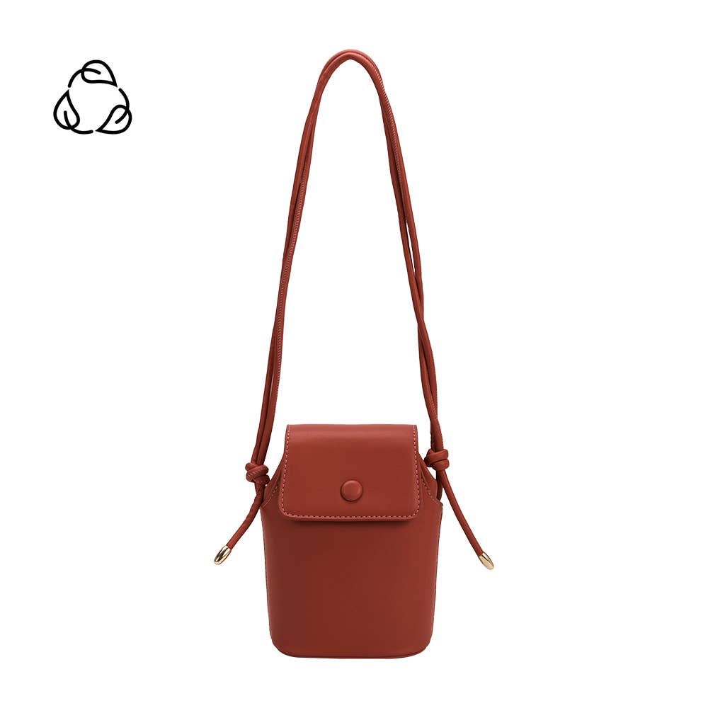 Brown leather handbag with a strap on a white background Abigail Rust Red Crossbody Bag Melie Bianco