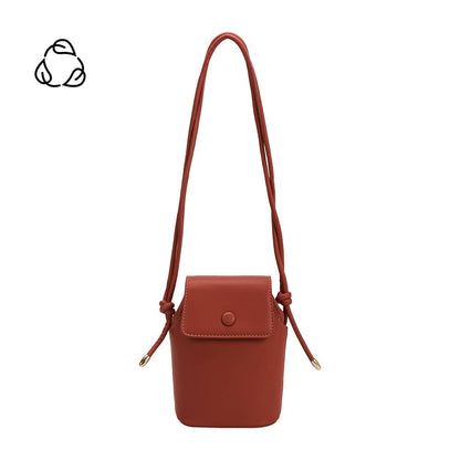 Brown leather handbag with a strap on a white background Abigail Rust Red Crossbody Bag Melie Bianco