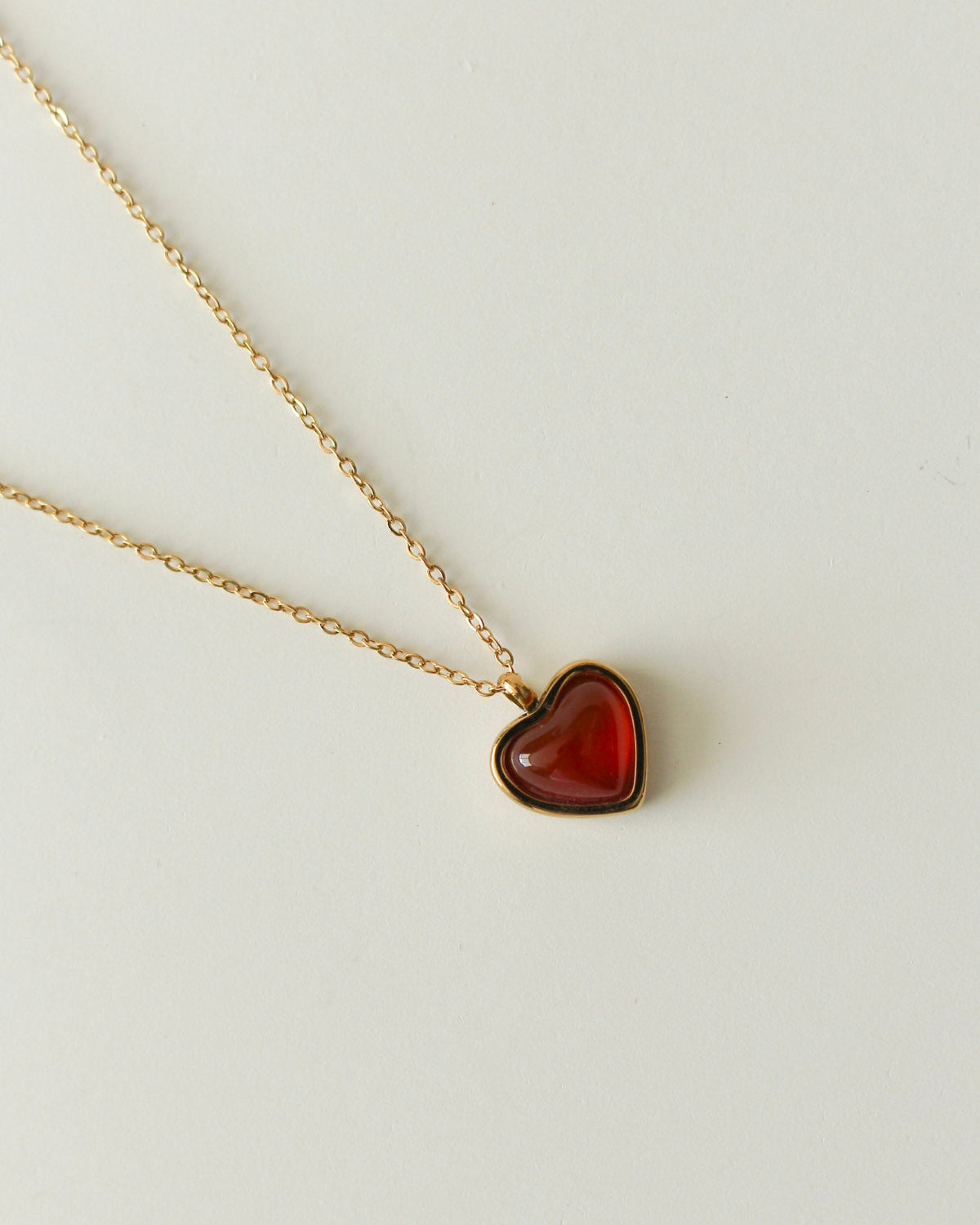 Amara Red Agate Heart Necklace - Or Jewelry