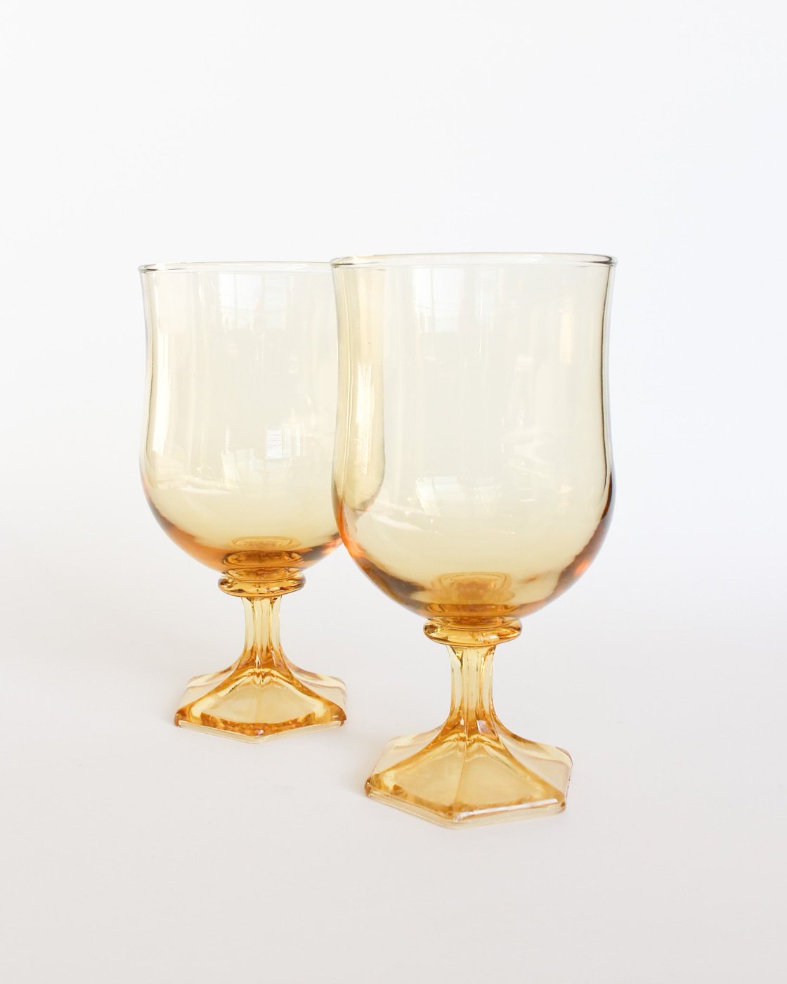 Amber Stemmed Glass Set