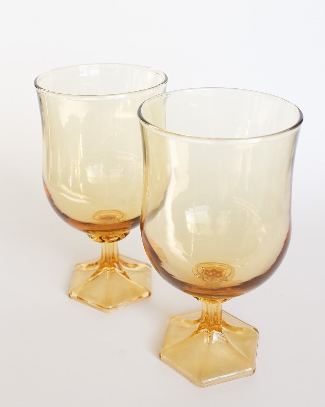 Amber Stemmed Glass Set