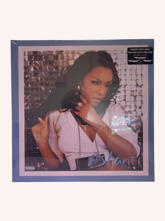 Vinyl record with a person holding a microphone, surrounded by decorative elements.