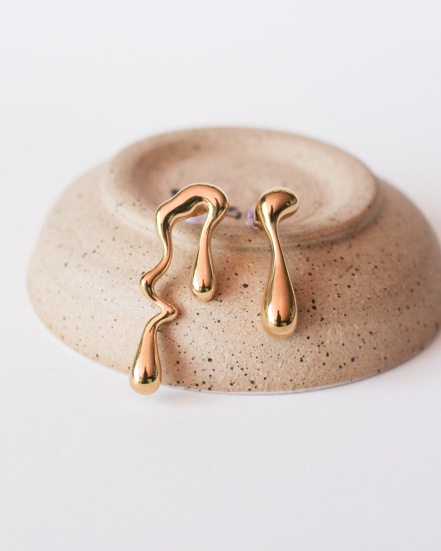 Aurelie Liquid Gold Asymmetric Drip Earrings