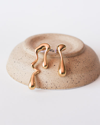 Aurelie Liquid Gold Asymmetric Drip Earrings