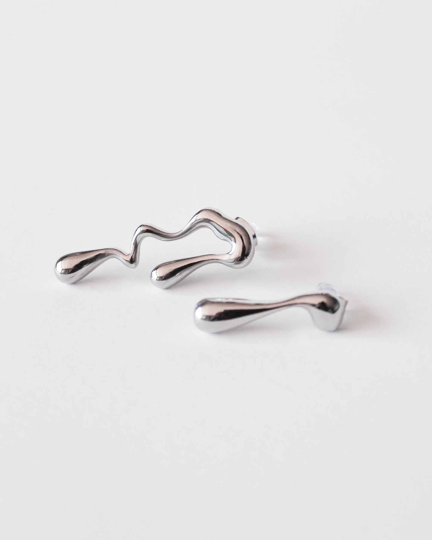 Aurelie Liquid Silver Asymmetric Drip Earrings