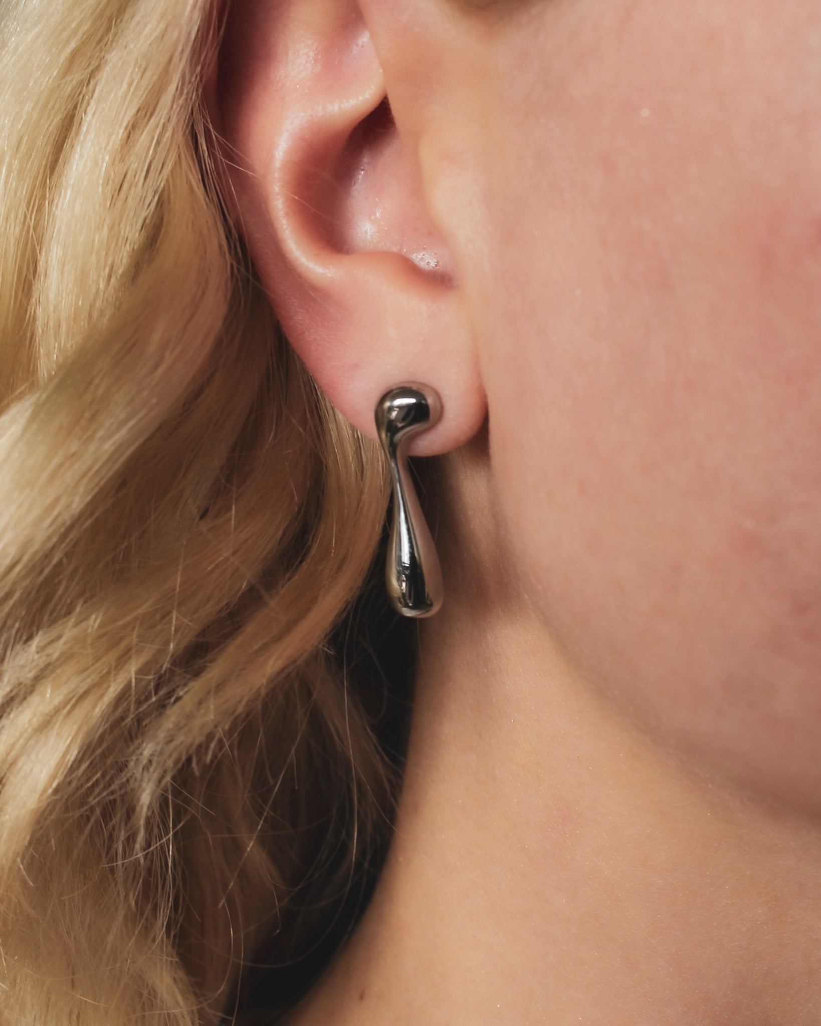 Aurelie Liquid Silver Asymmetric Drip Earrings