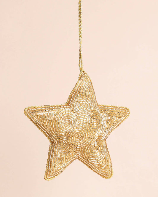 Gold Beaded Star Ornament