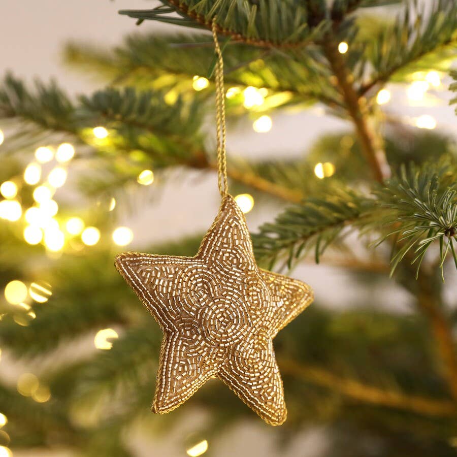 Gold Beaded Star Ornament