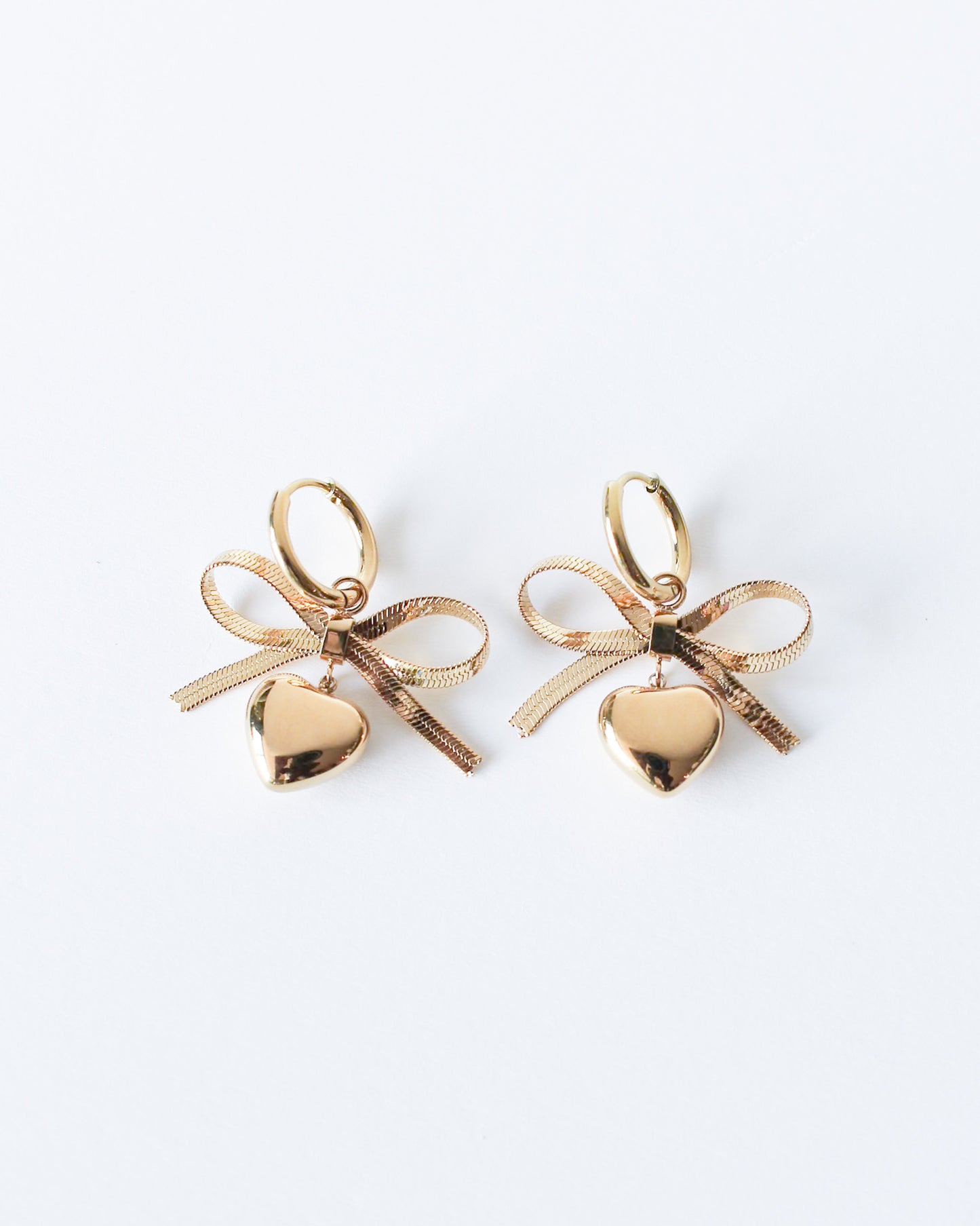 Beau Heart Bow Hoop Earrings