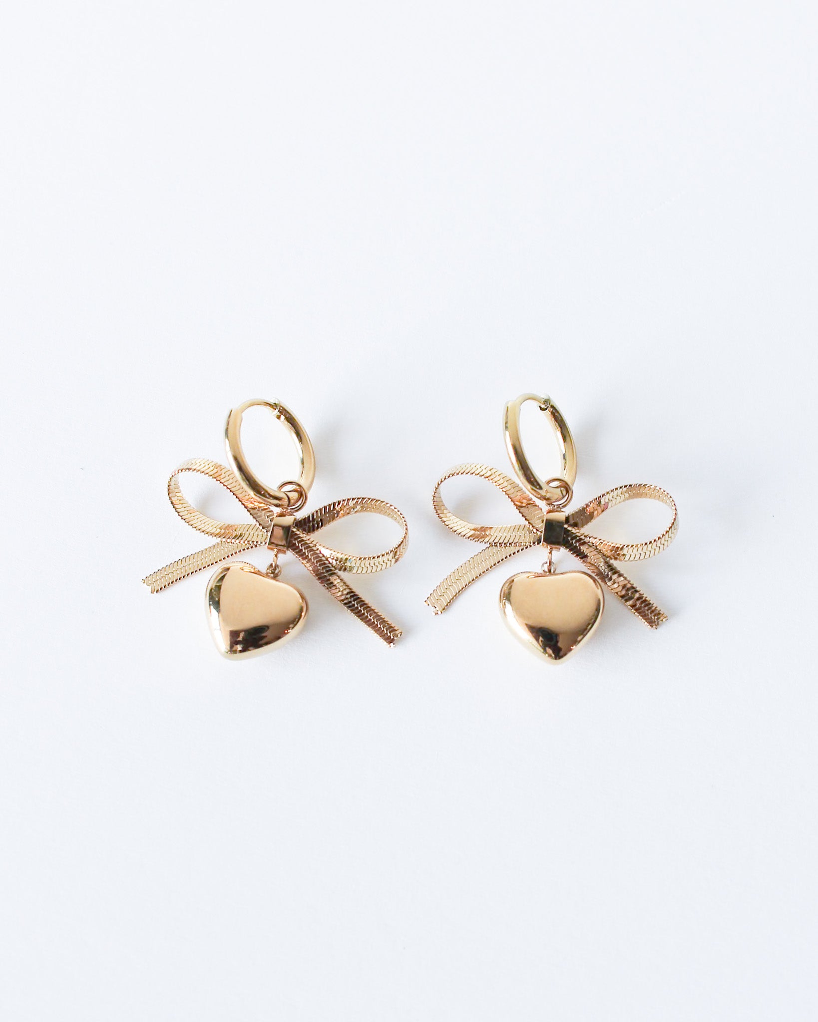 Beau Heart Bow Hoop Earrings